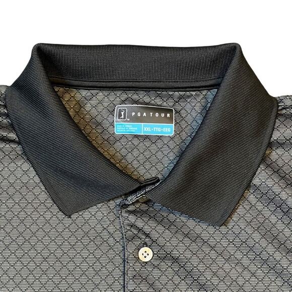 PGA TOUR Men's Diamond Mosaic-Print Polo‎ Shirt Grey Black Size XXL - Picture 10 of 11